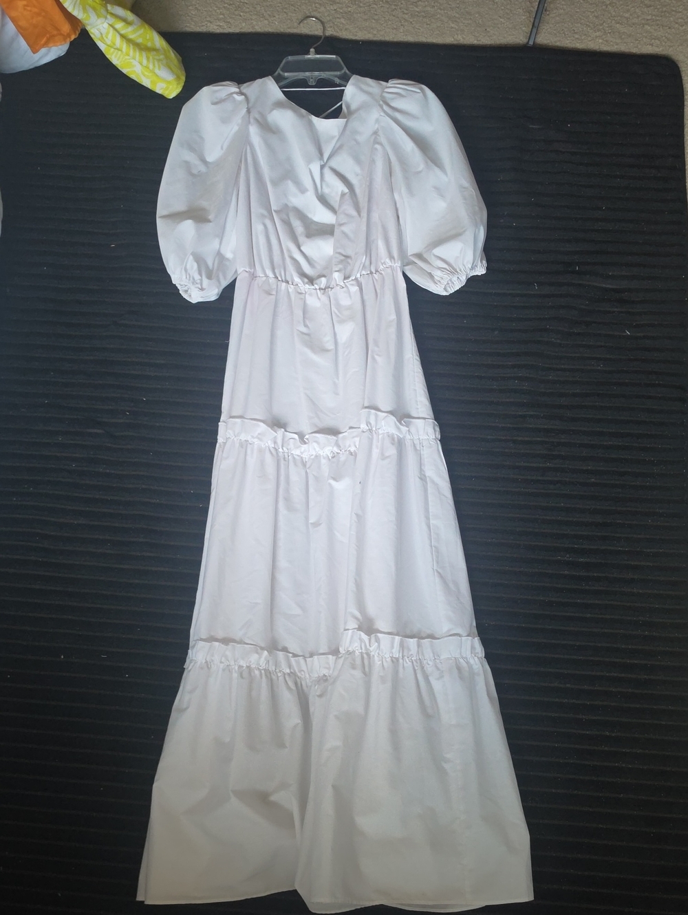 River Island White Puff-Sleeve Tiered Maxi Dress